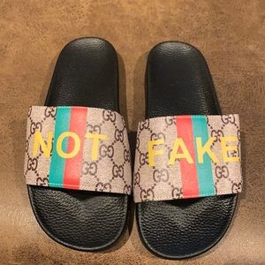 Gucci inspired “Not Fake” brand new, designer slides.